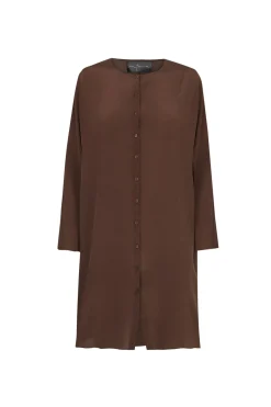 Agnes, plum silk shirt