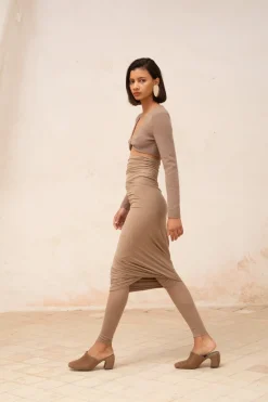 Alice, cocoa stretch cupro leggings