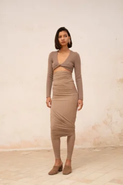 Alice, cocoa stretch cupro skirt
