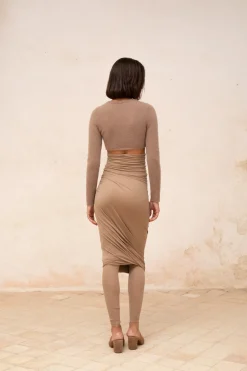 Alice, cocoa stretch cupro skirt