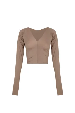 Alice, cocoa top in stretch cupro