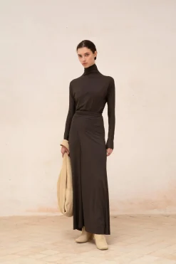 Alice, graphite stretch cupro dress