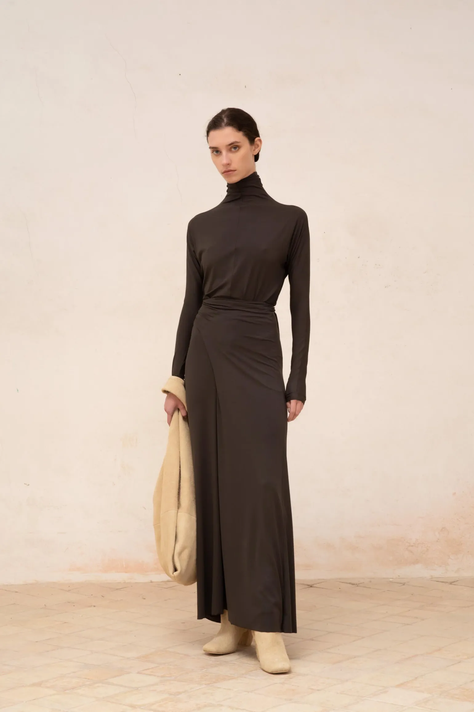 Alice, graphite stretch cupro dress