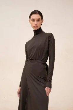 Alice, graphite stretch cupro dress