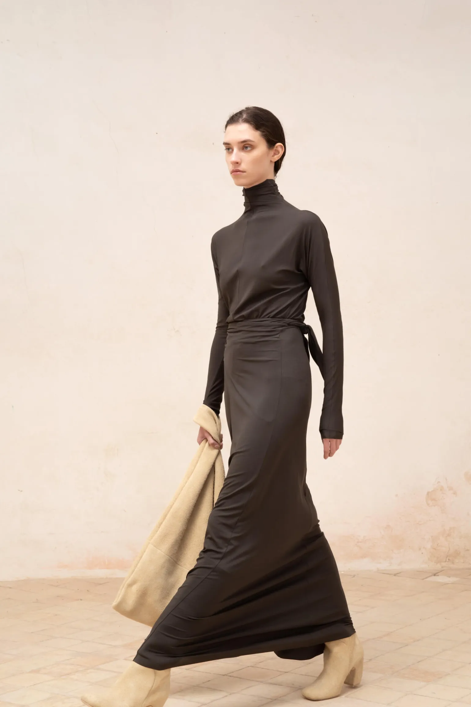 Alice, graphite stretch cupro dress