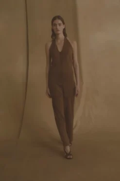 Alon, cinnamon linen and silk top