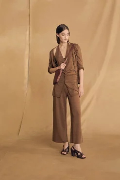 Alon, cinnamon linen and silk pants