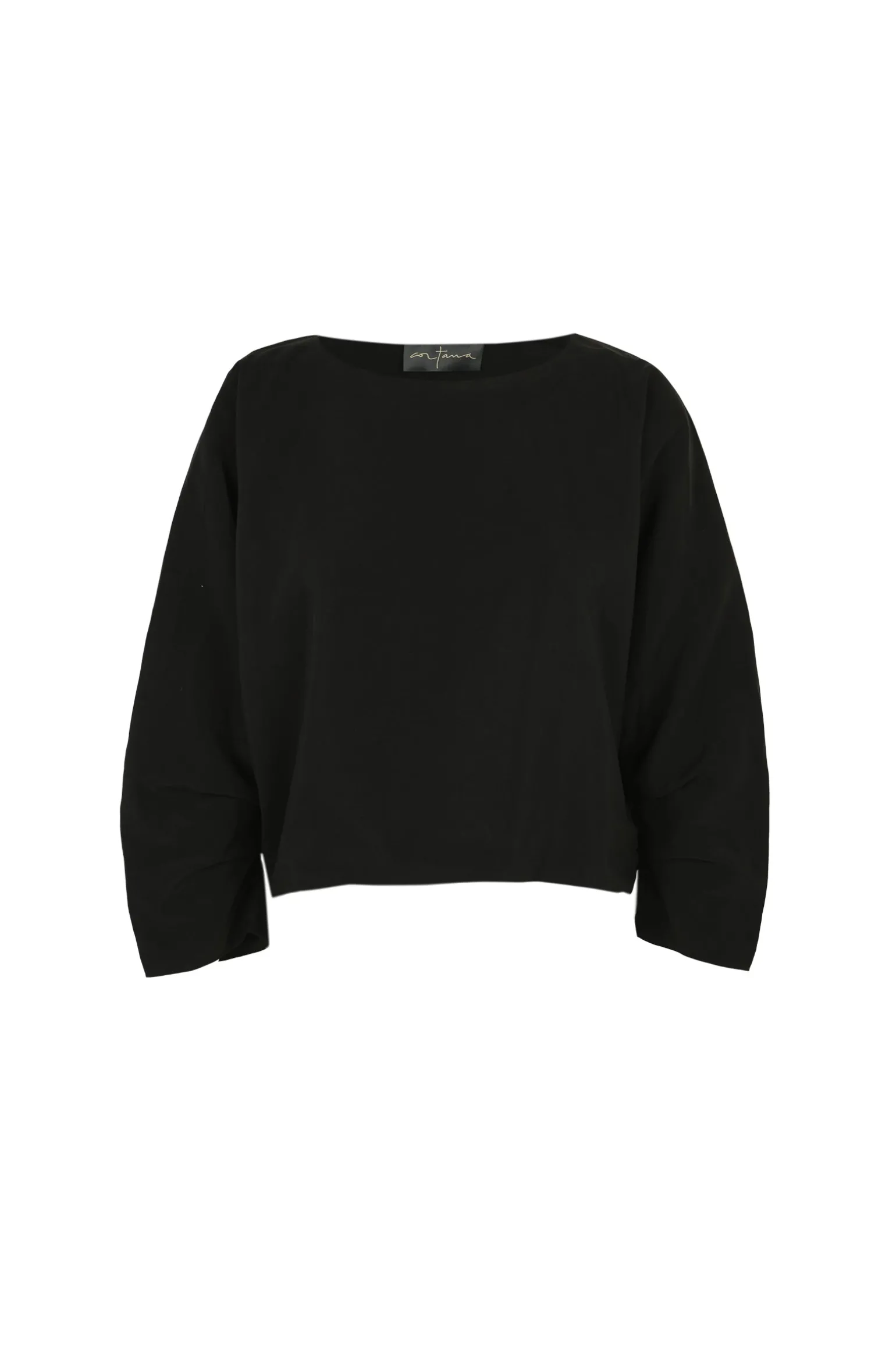 Amelia, loose top in black linen and silk