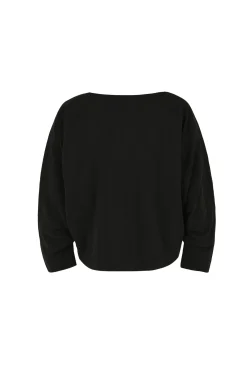 Amelia, loose top in black linen and silk
