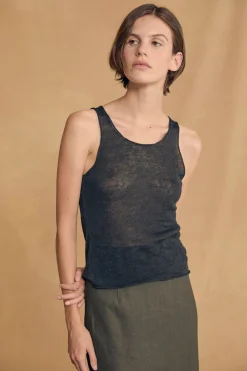 Antico, graphite hemp knit top