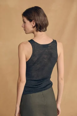 Antico, graphite hemp knit top