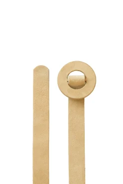 Aro S, thin belt in light yellow suede