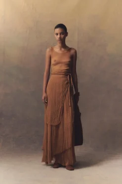Aura, bronze silk bambula tank top