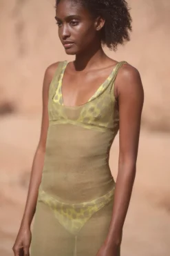 Aura, pistachio silk bambula tank top