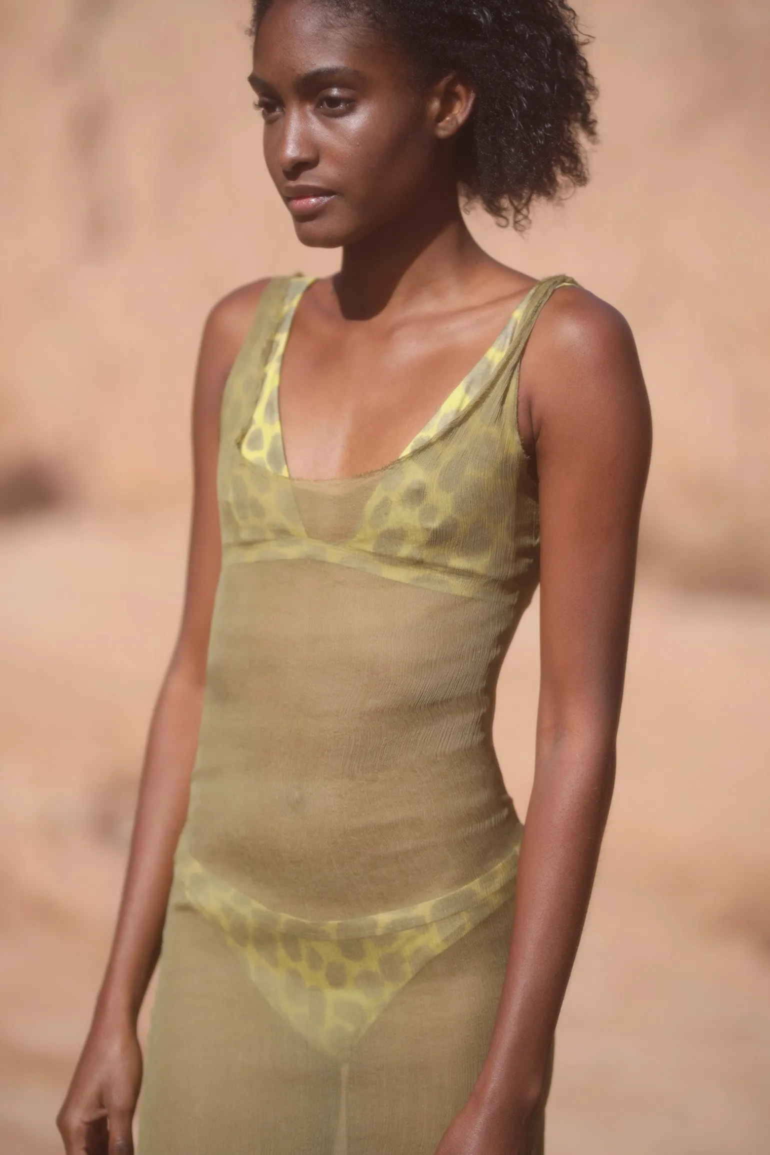 Aura, pistachio silk bambula tank top