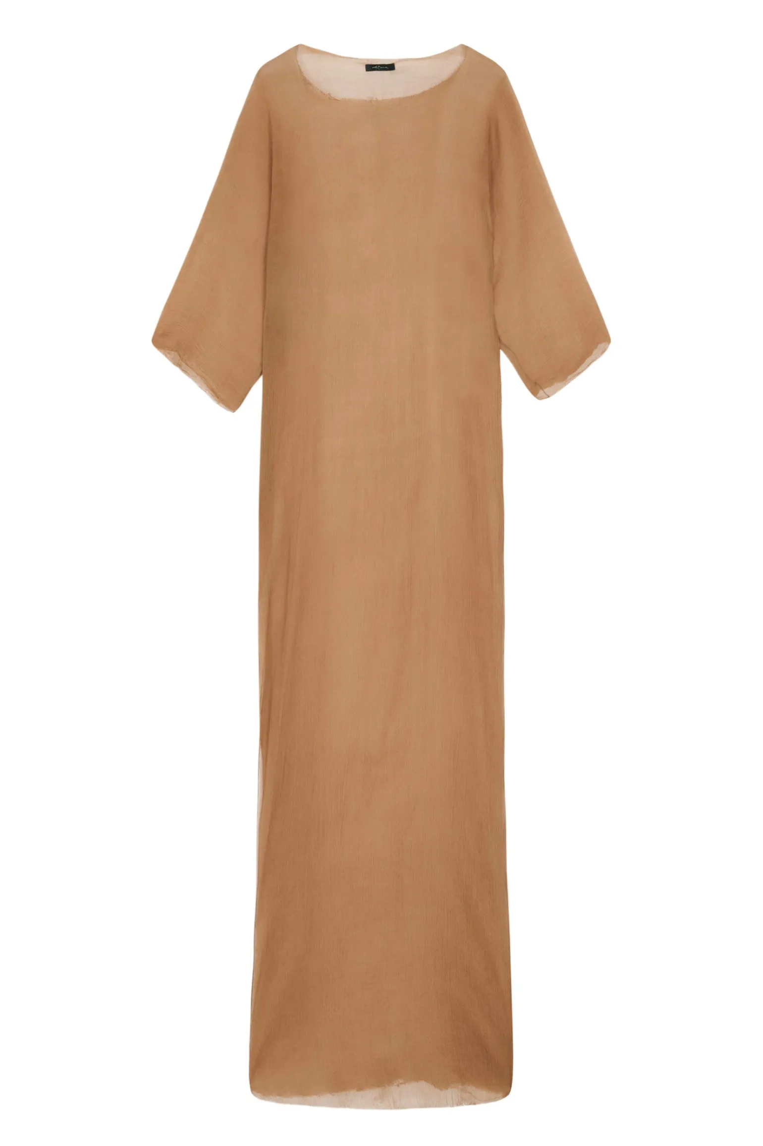 Aurora, long dress in bronze silk bambula