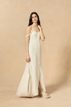 Bambina, ivory linen dress
