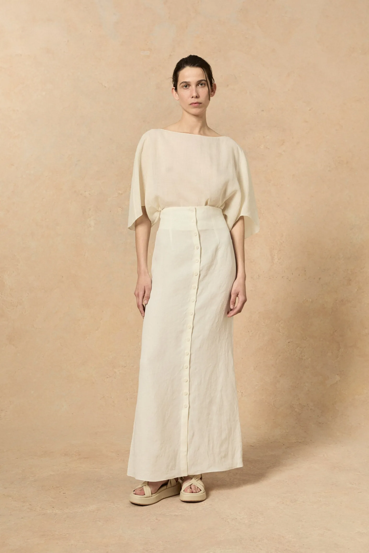 Bambina, ivory linen skirt