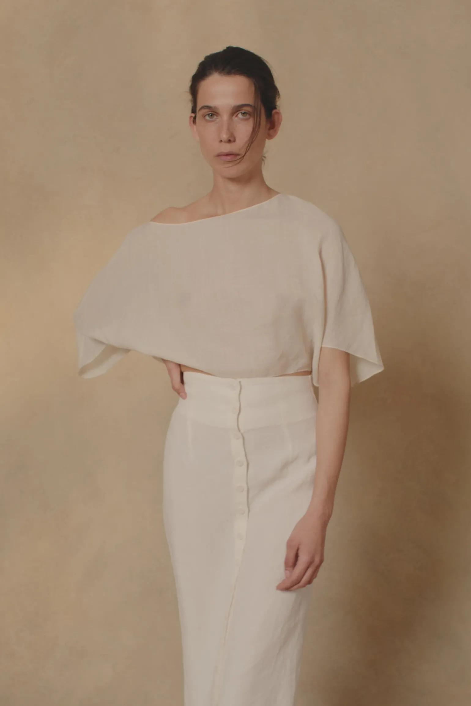 Bambina, ivory linen skirt