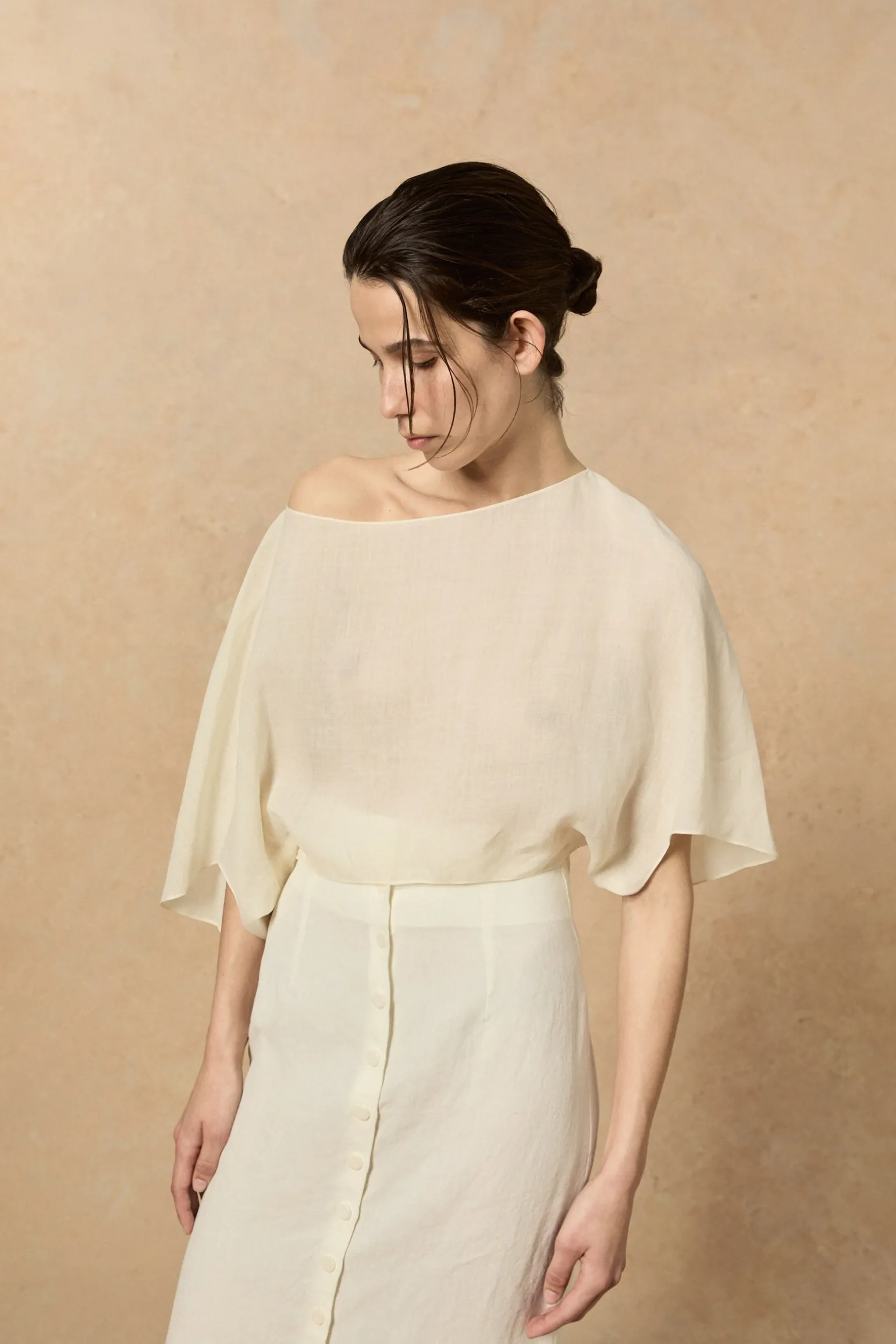 Bambina, ivory linen skirt