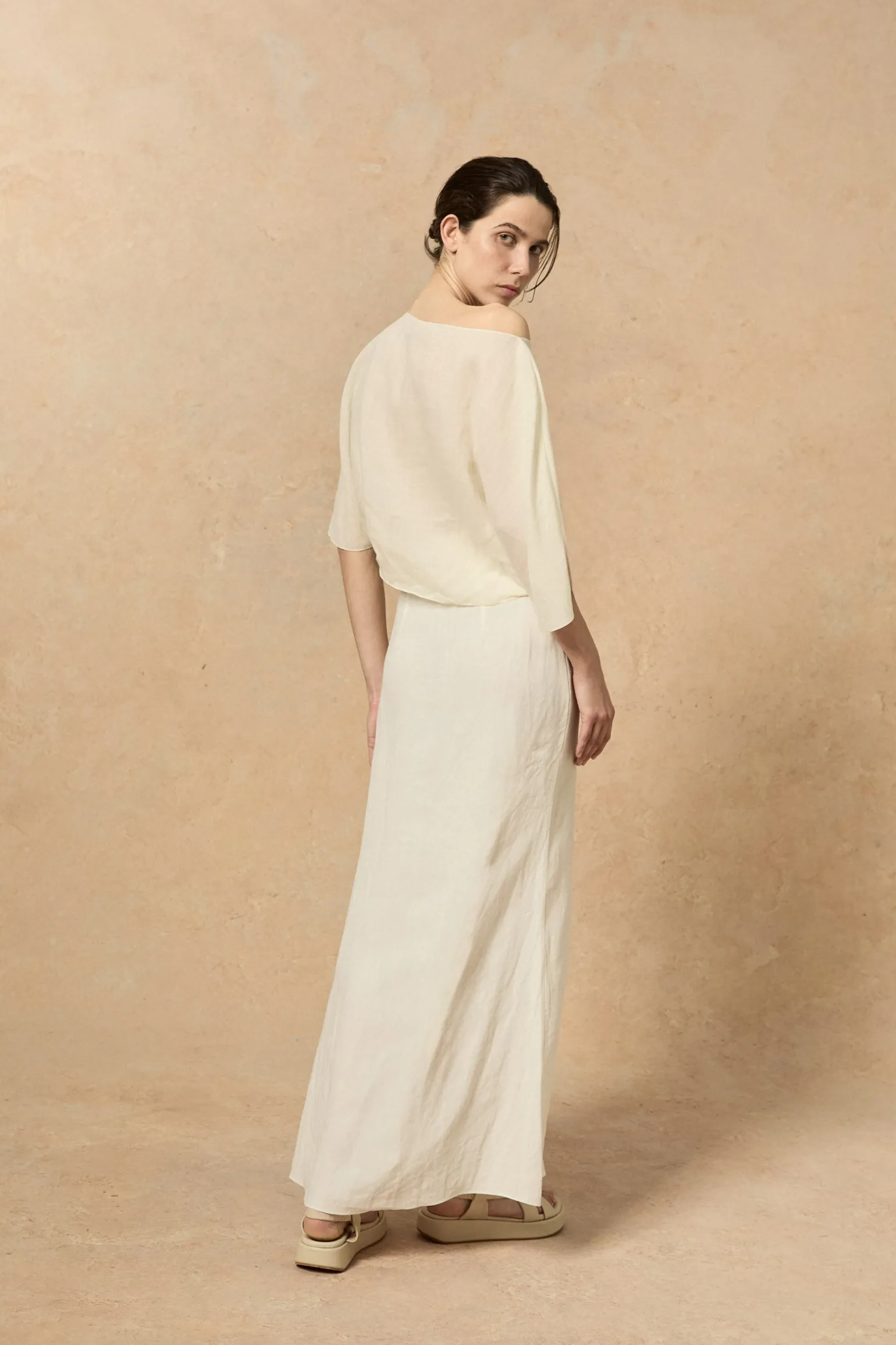 Bambina, ivory linen skirt