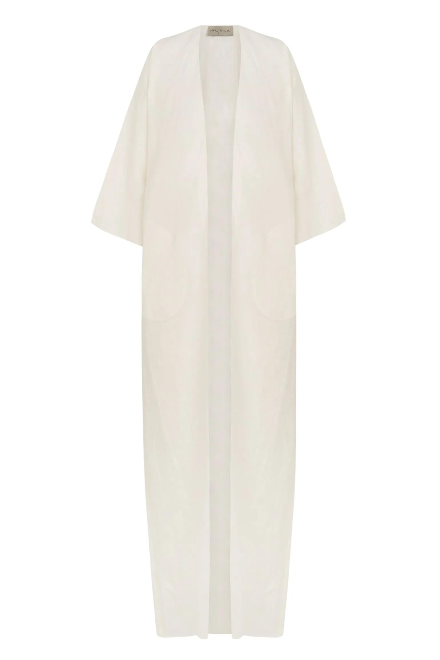 Bambina, long coat in ivory linen