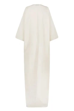 Bambina, long coat in ivory linen
