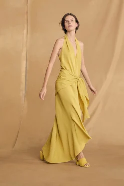 Banane, yellow halter dress
