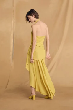 Banane, yellow halter dress