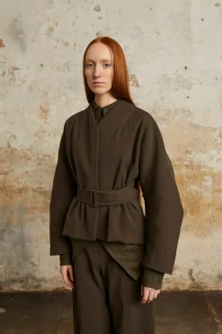 Bawa, brown jacket with belt