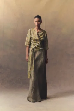 Bimba, long skirt in grey maltinto linen