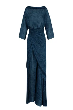 Blues, Tokyo print dress in ramie