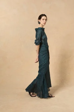 Blues, Tokyo print dress in ramie