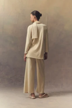 Botanica, ecru linen knit pants