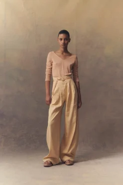 Botanica, light peach linen knit sweater