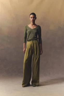 Botanica, melange green linen knit sweater
