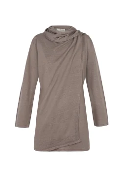 Botanica, mink linen knit wrap top
