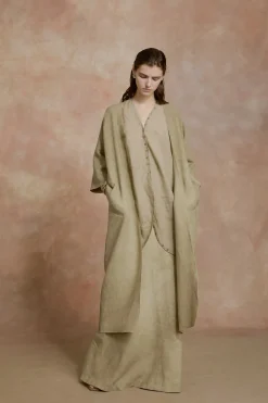 Cali, fade green linen coat