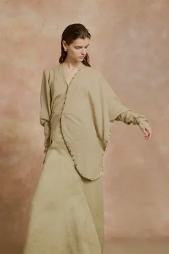 Cali, fade green linen skirt