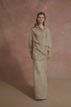 Cali, fade green linen skirt