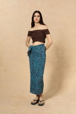 Camaron, isla print stretch silk skirt