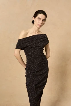 Camaron, stretch silk hedy print dress