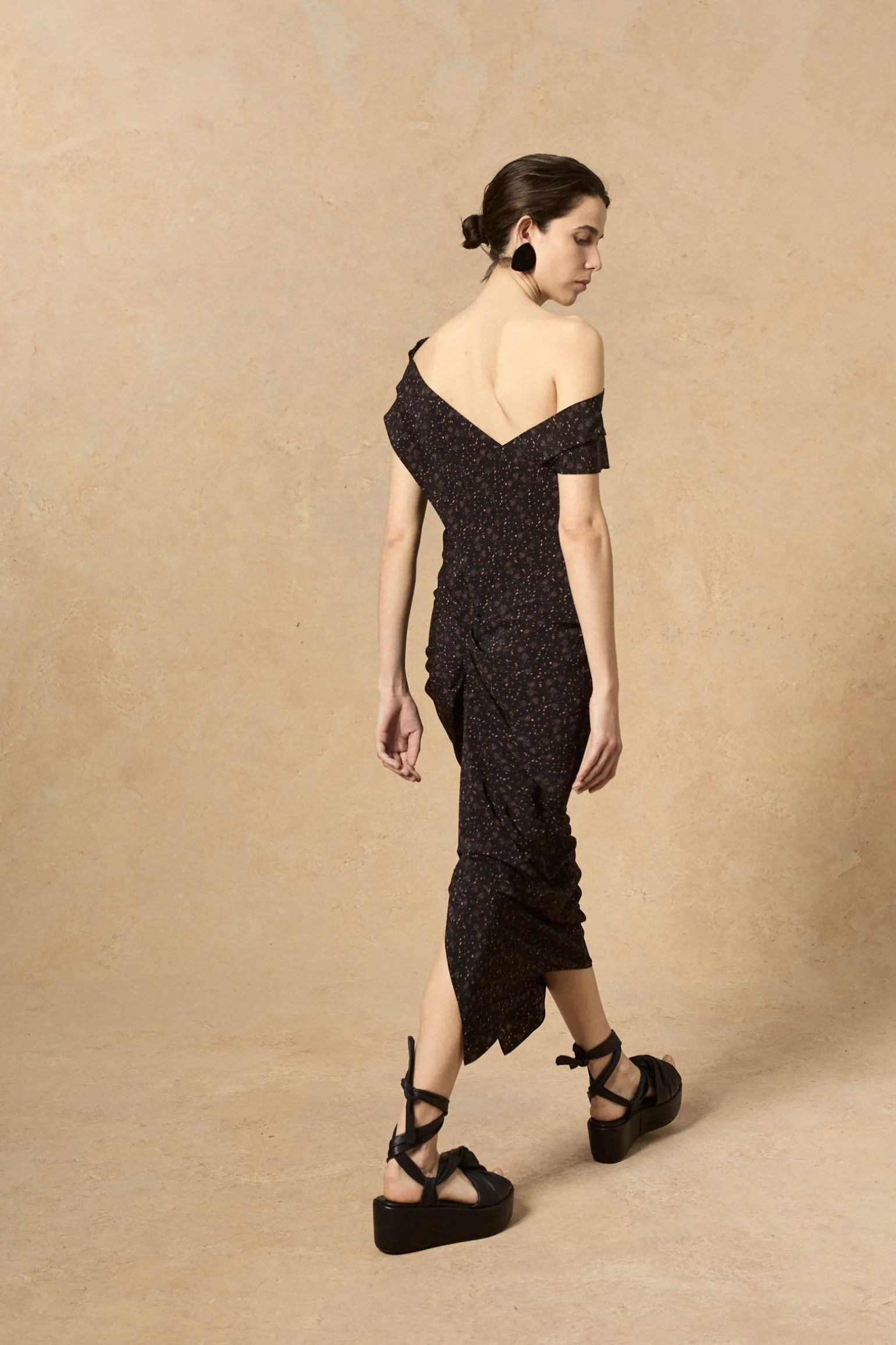 Camaron, stretch silk hedy print dress