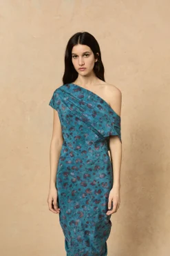 Camaron, stretch silk isla print dress
