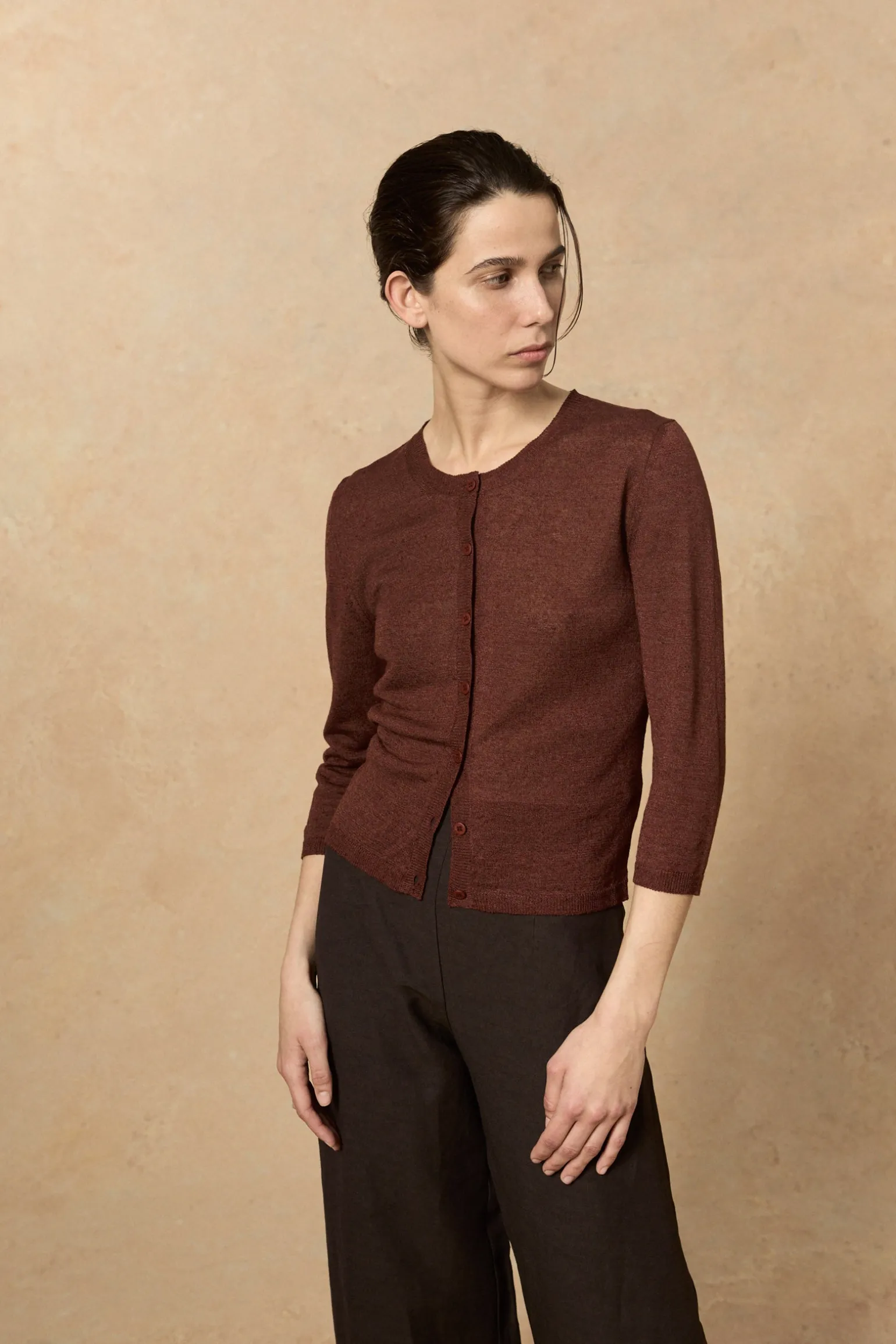 Canton, maroon knit cardigan