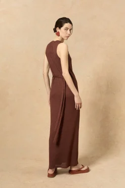 Canton, maroon knit wrap dress