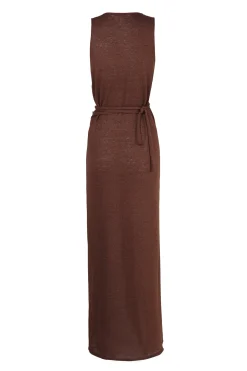 Canton, maroon knit wrap dress