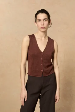 Canton, maroon knitted waistcoat