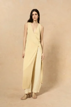 Canton, vanilla knit wrap dress