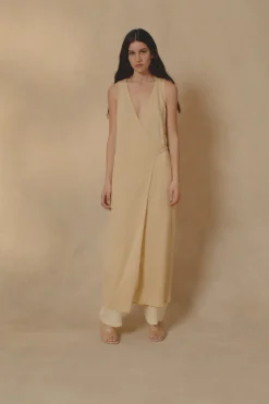 Canton, vanilla knit wrap dress